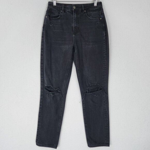 American Eagle Outfitters Denim - American Eagle Jeans Womens 2 Black Mom Jean High Rise Ankle Distressed Denim